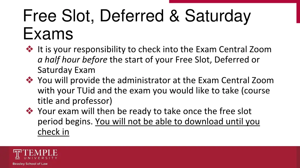 free slot deferred saturday exams it is your