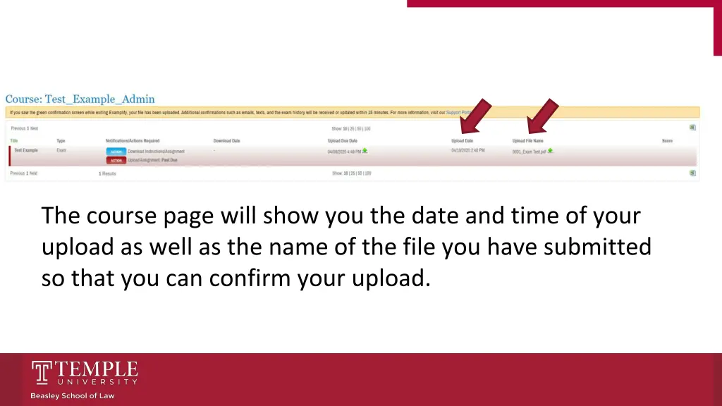 the course page will show you the date and time