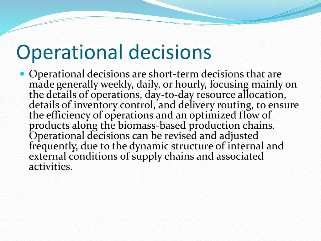 operational decisions operational decisions