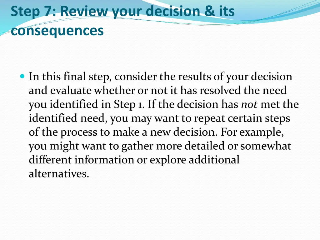 step 7 review your decision its consequences