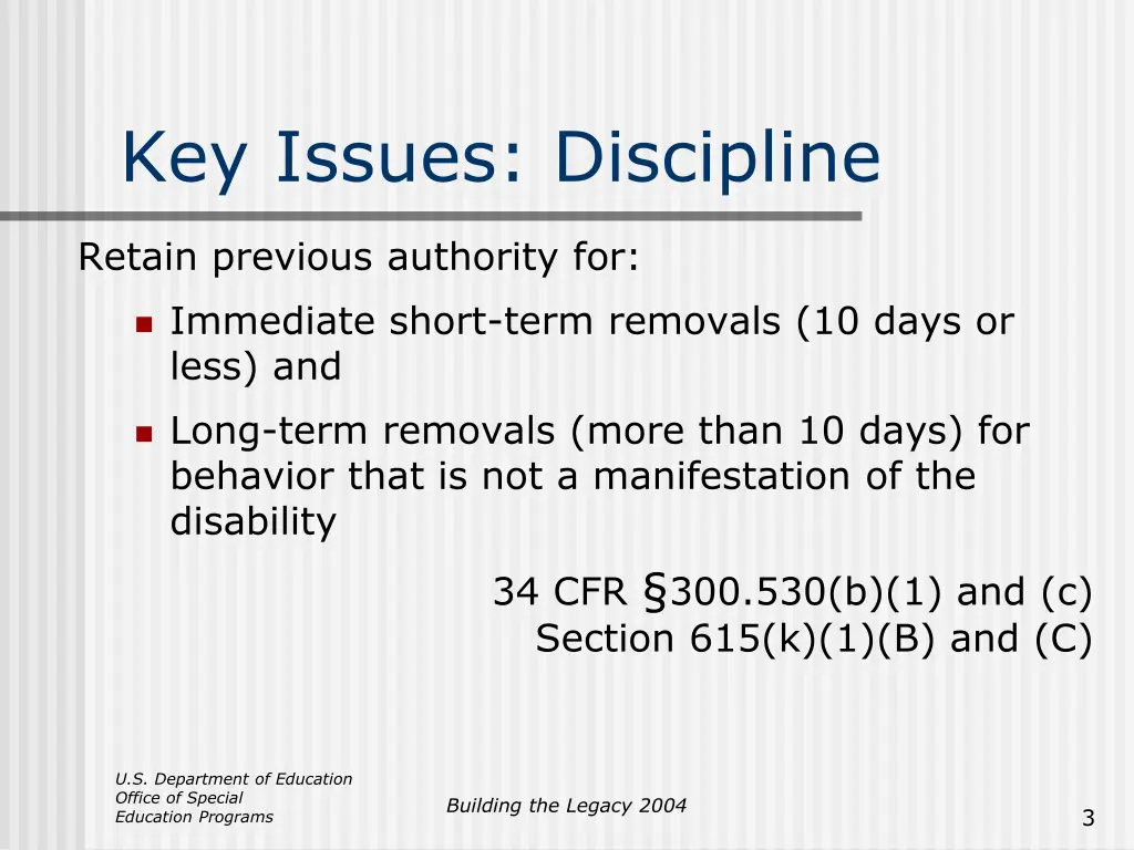 key issues discipline 1