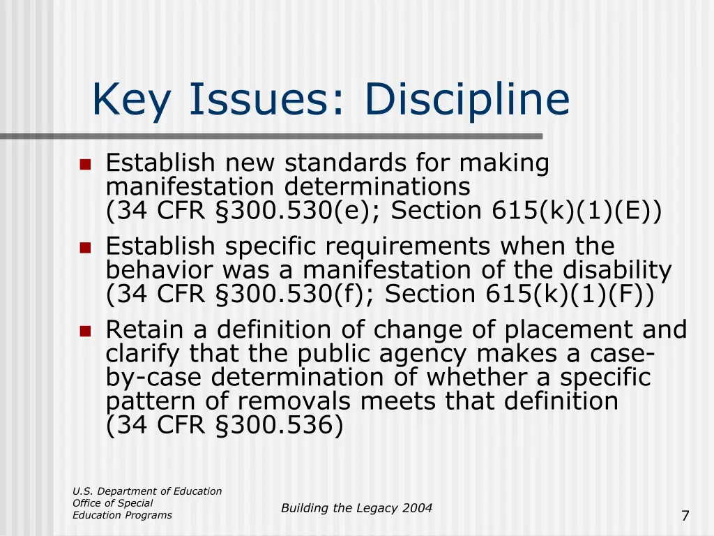 key issues discipline 5