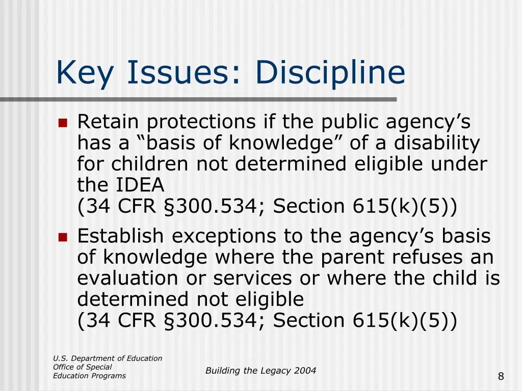 key issues discipline 6