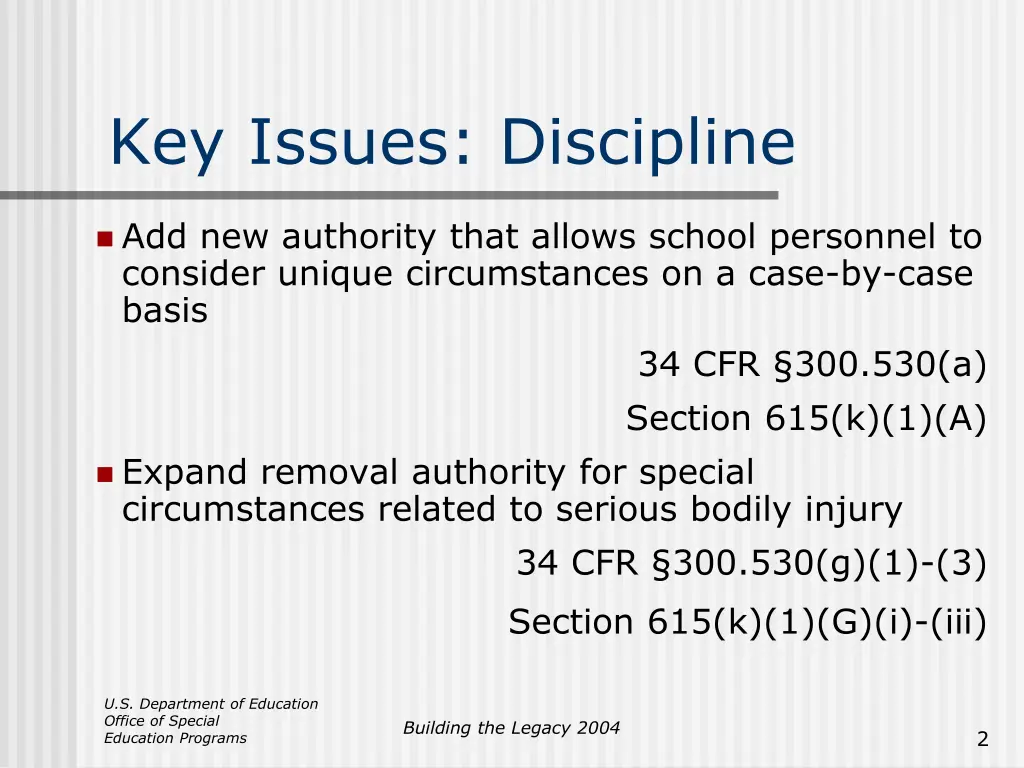 key issues discipline