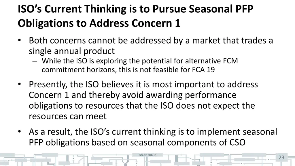 iso s current thinking is to pursue seasonal