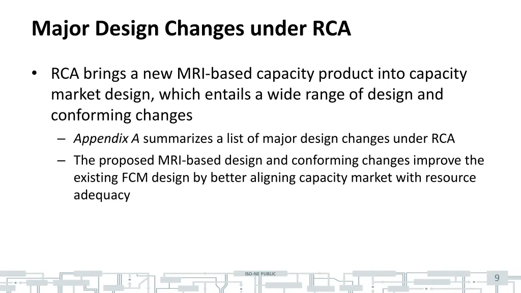 major design changes under rca