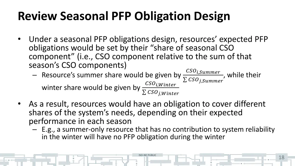 review seasonal pfp obligation design