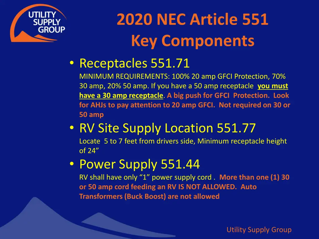 2020 nec article 551 key components receptacles