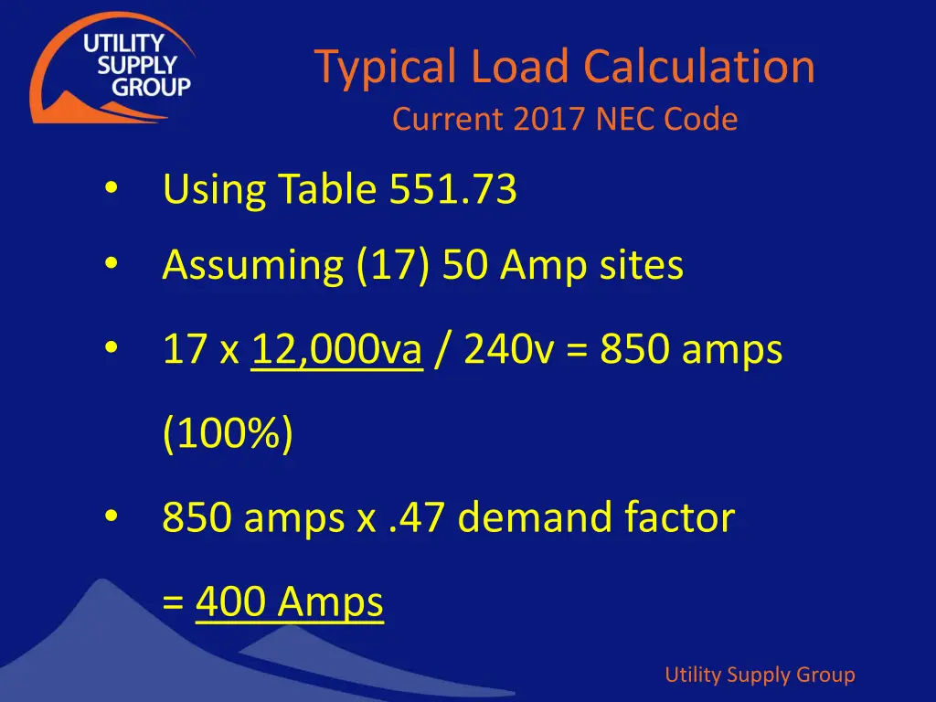 typical load calculation current 2017 nec code