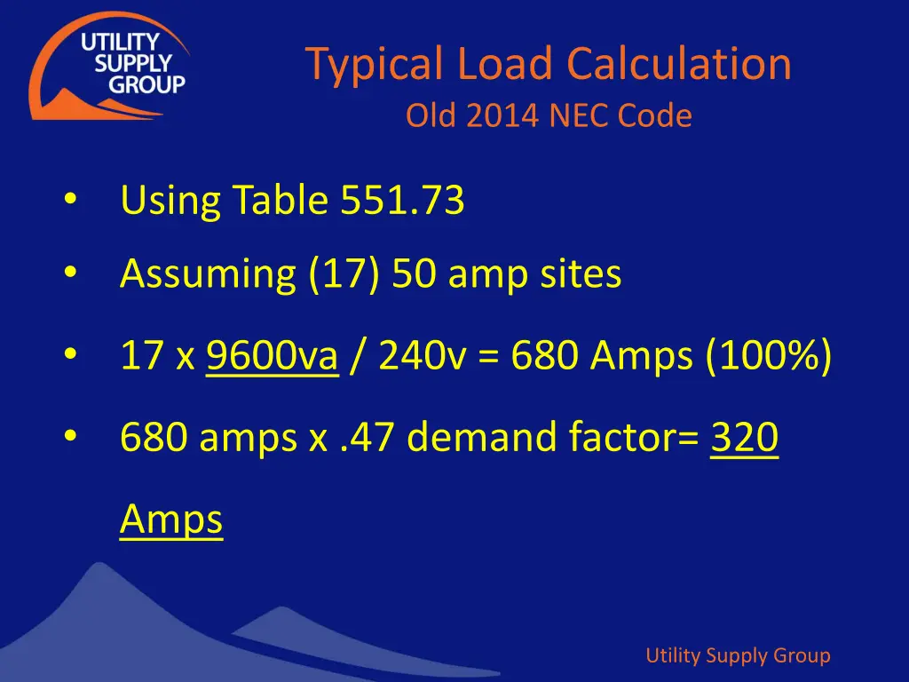 typical load calculation old 2014 nec code