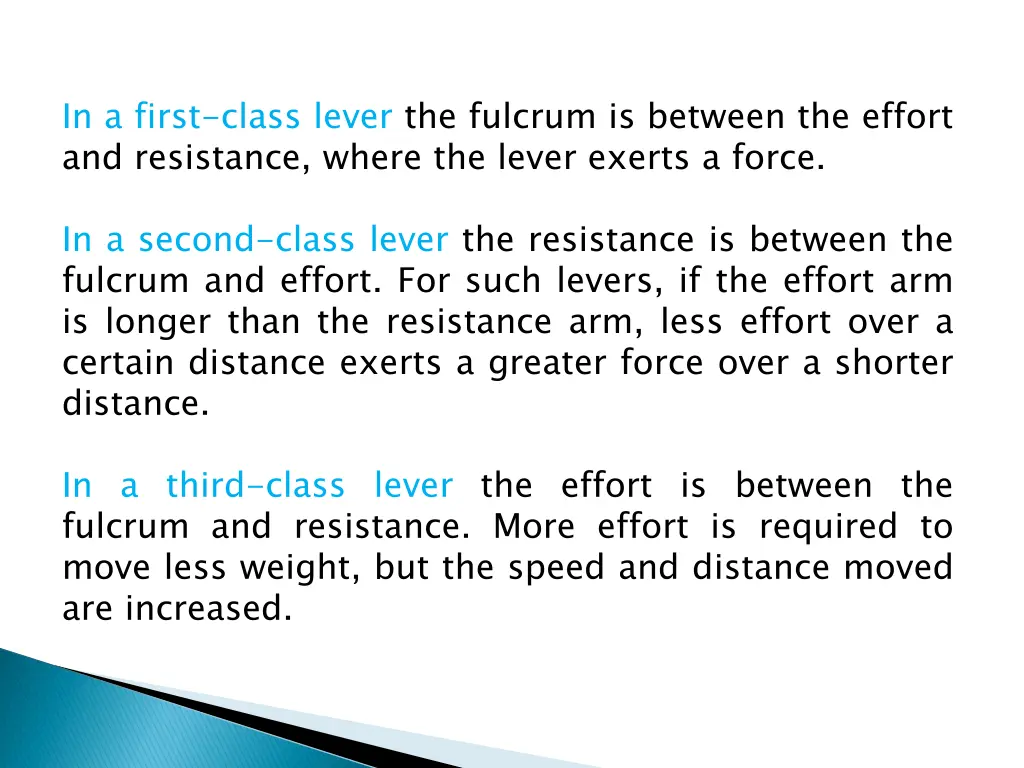 in a first class lever the fulcrum is between