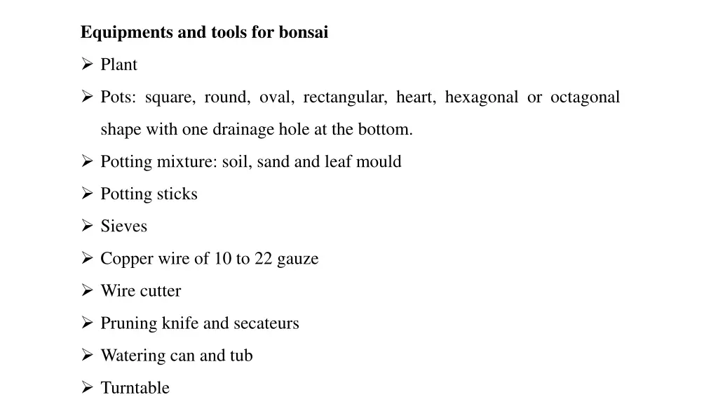 equipments and tools for bonsai