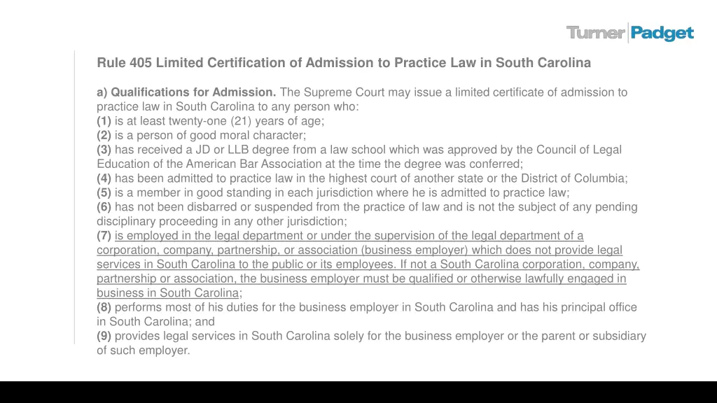 rule 405 limited certification of admission