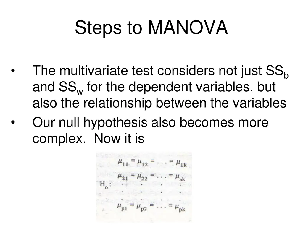 steps to manova 1