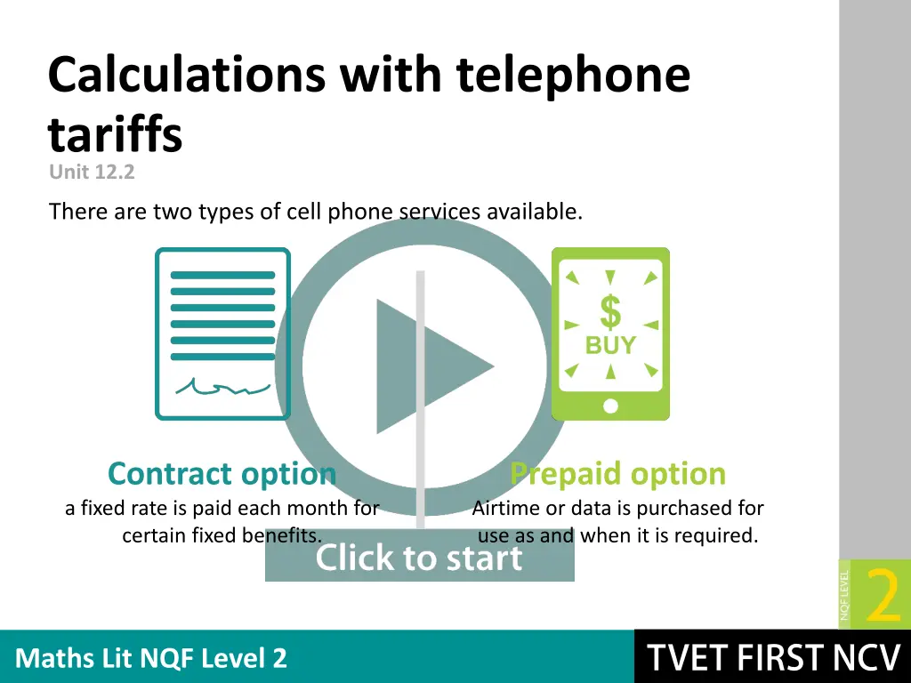 calculations with telephone tariffs unit 12 2