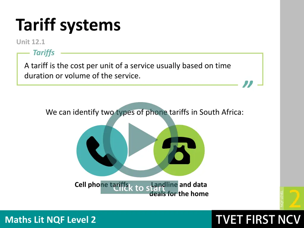 tariff systems unit 12 1 tariffs