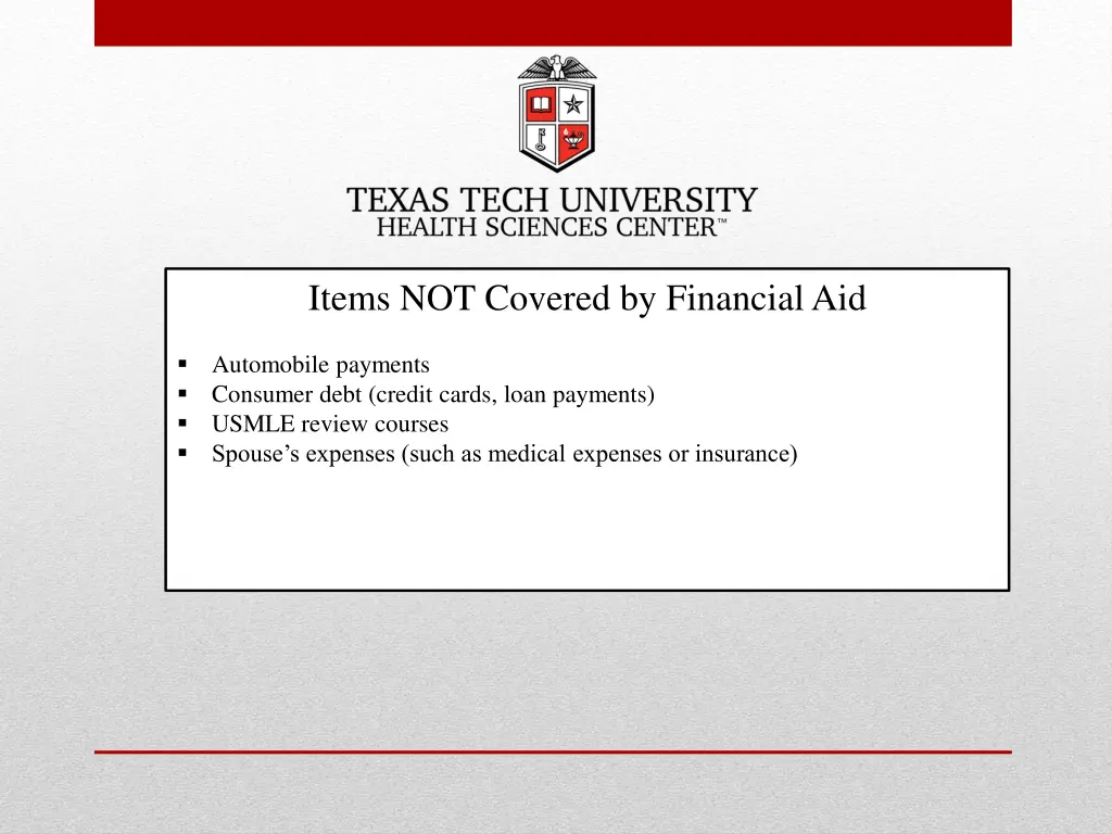 items not covered by financial aid