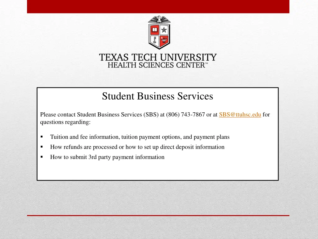 student business services