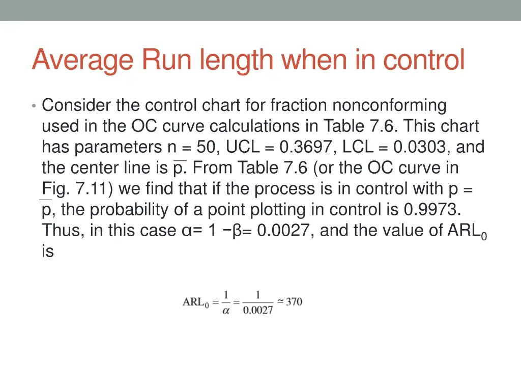 average run length when in control