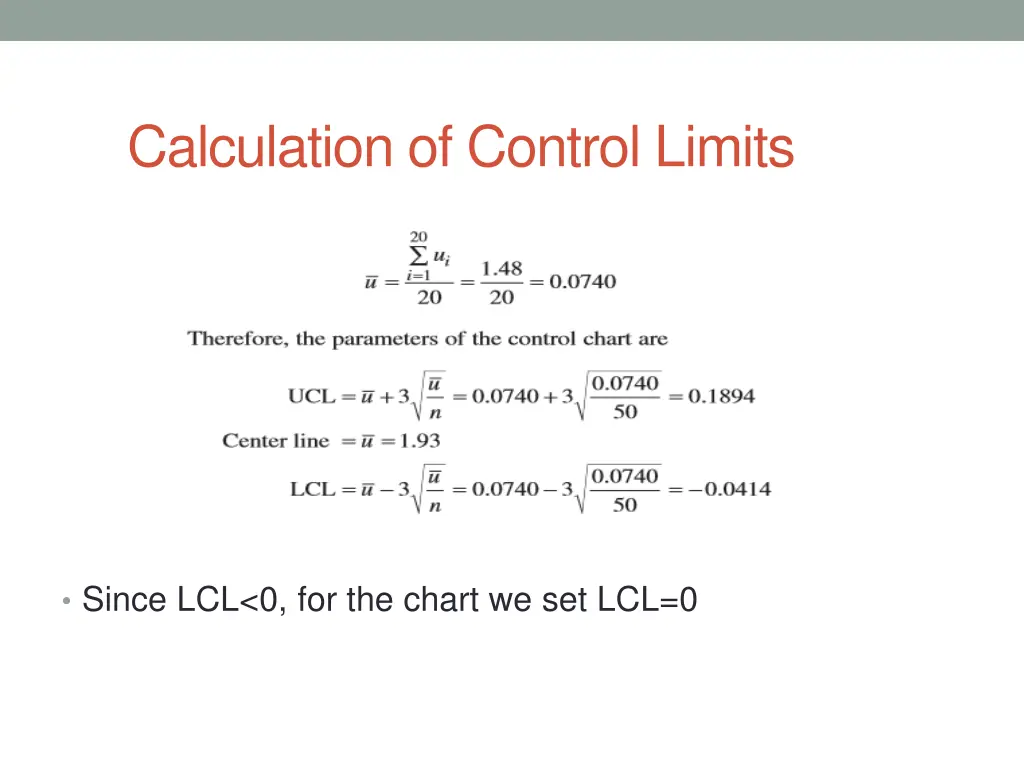 calculation of control limits 1