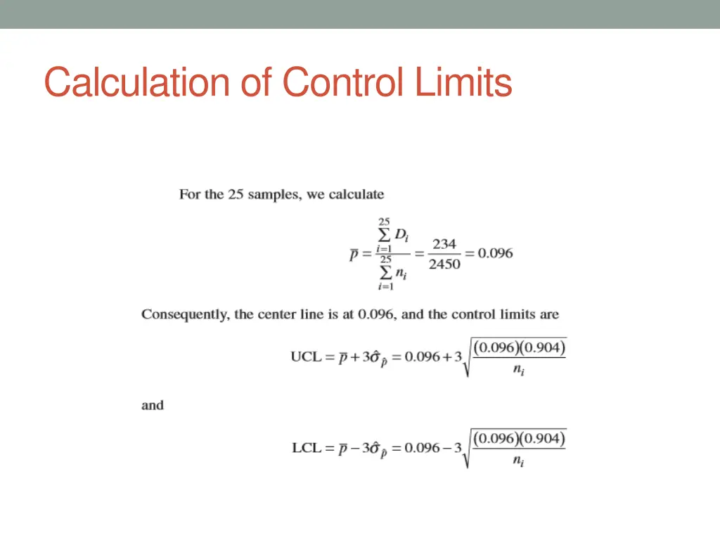 calculation of control limits