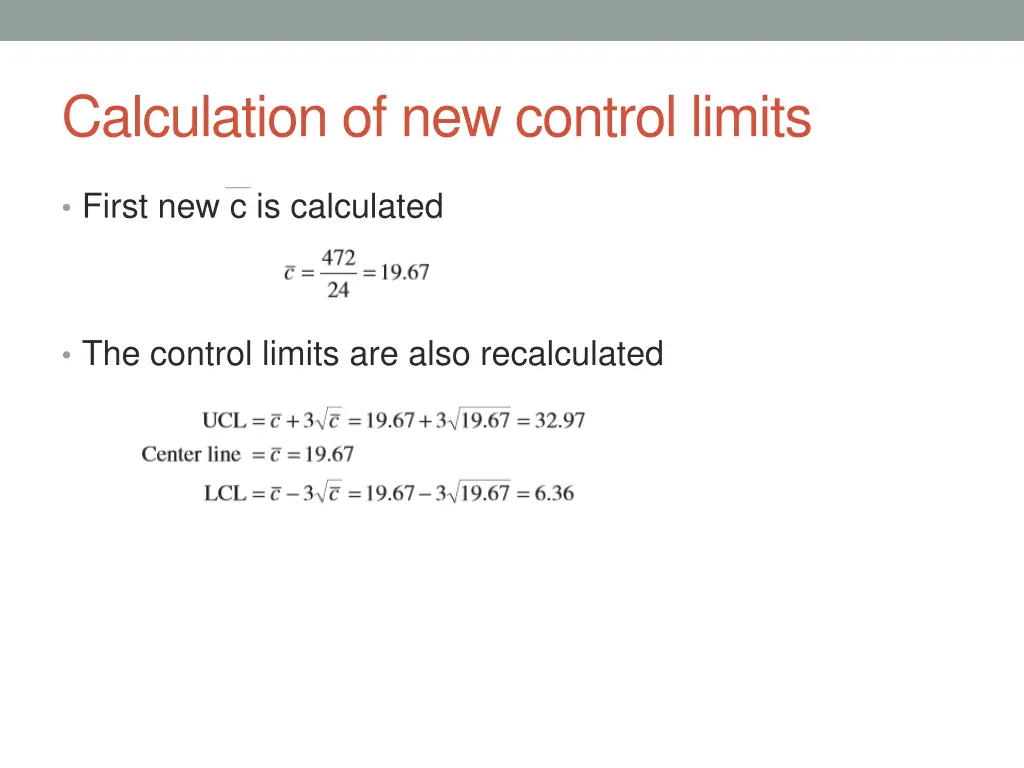 calculation of new control limits