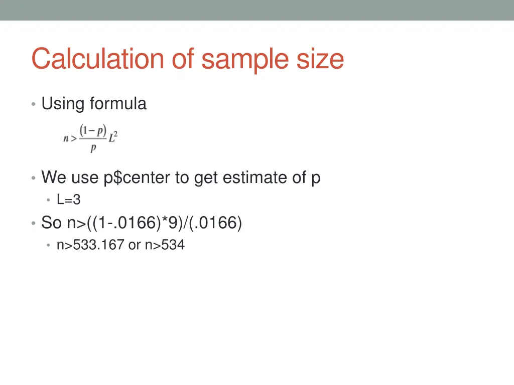 calculation of sample size