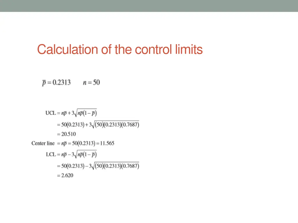 calculation of the control limits