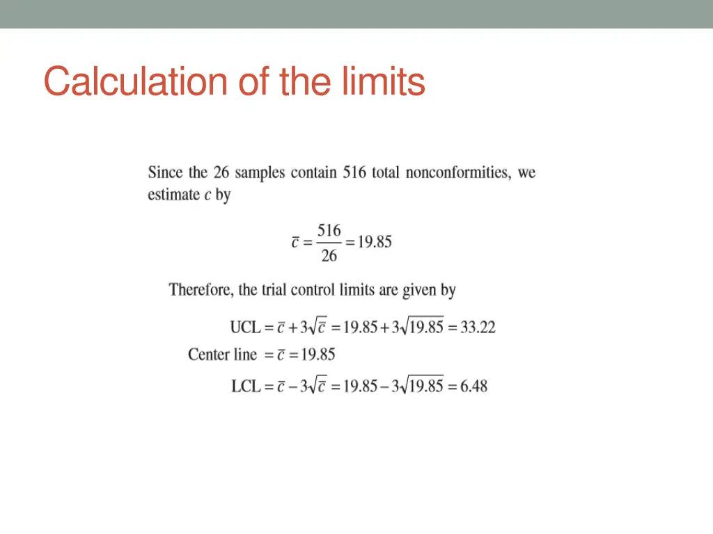 calculation of the limits