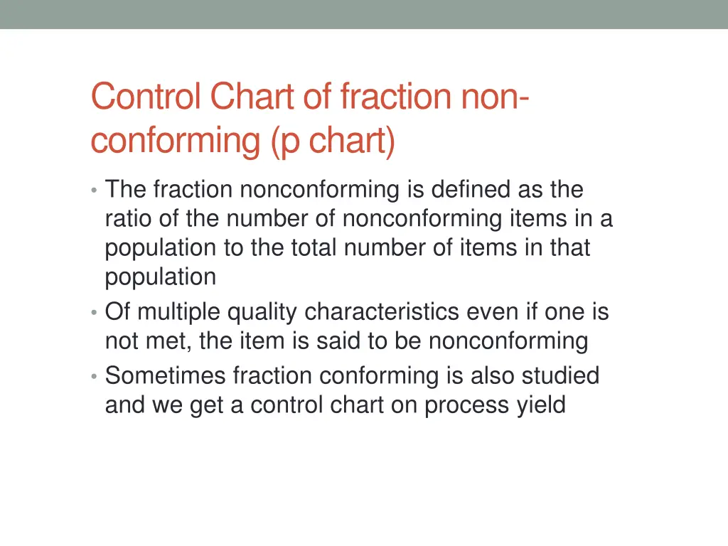 control chart of fraction non conforming p chart