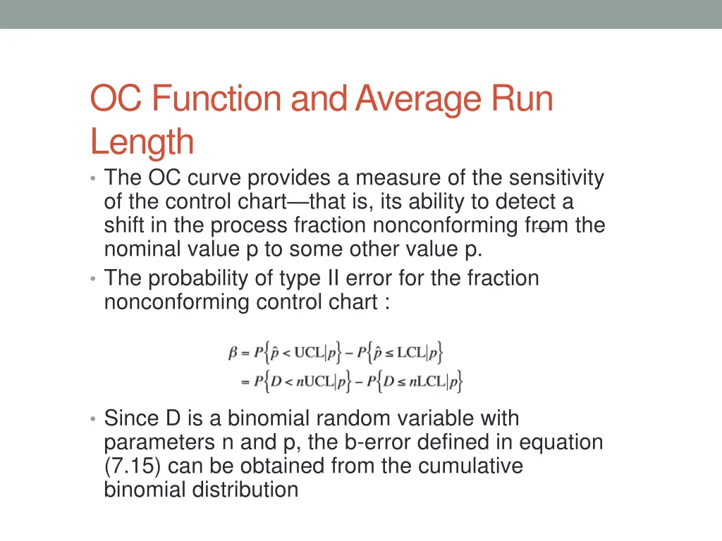 oc function and average run length the oc curve