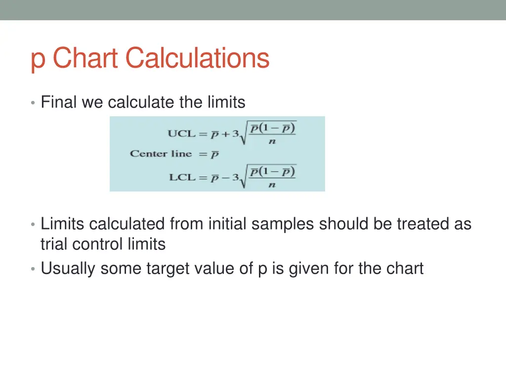 p chart calculations