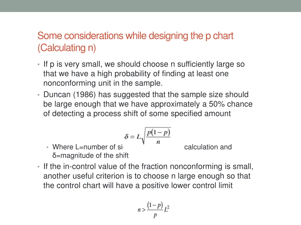 some considerations while designing the p chart