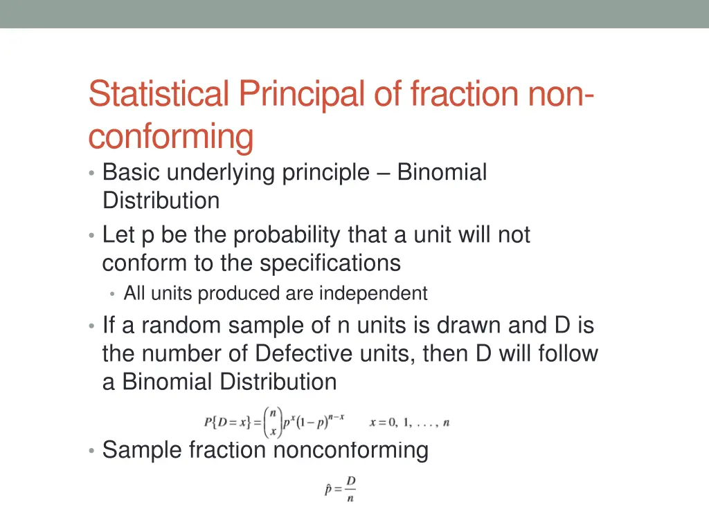 statistical principal of fraction non conforming