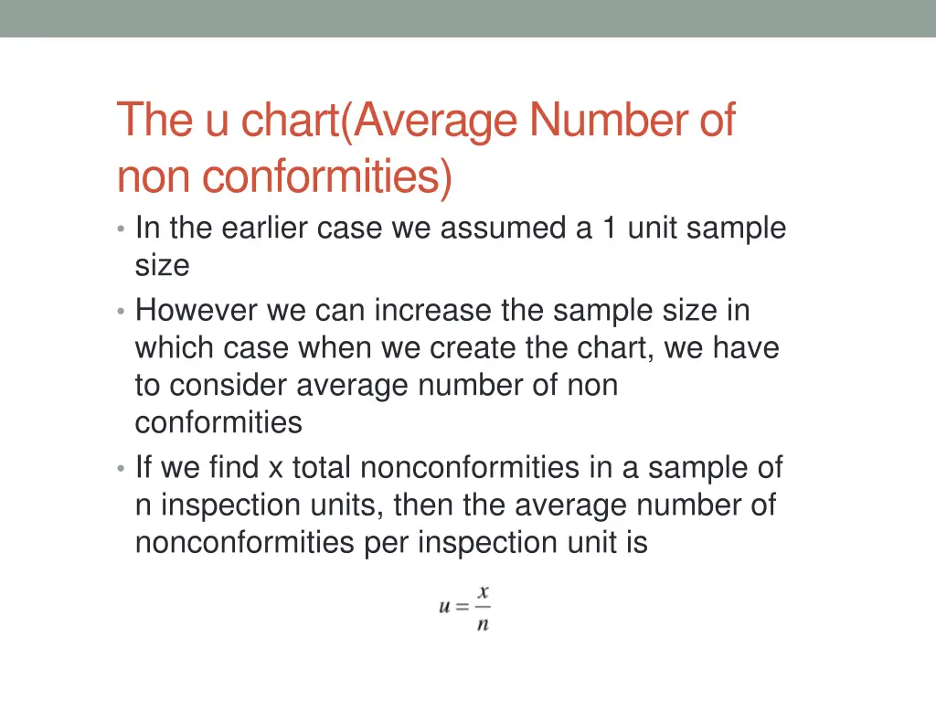 the u chart average number of non conformities