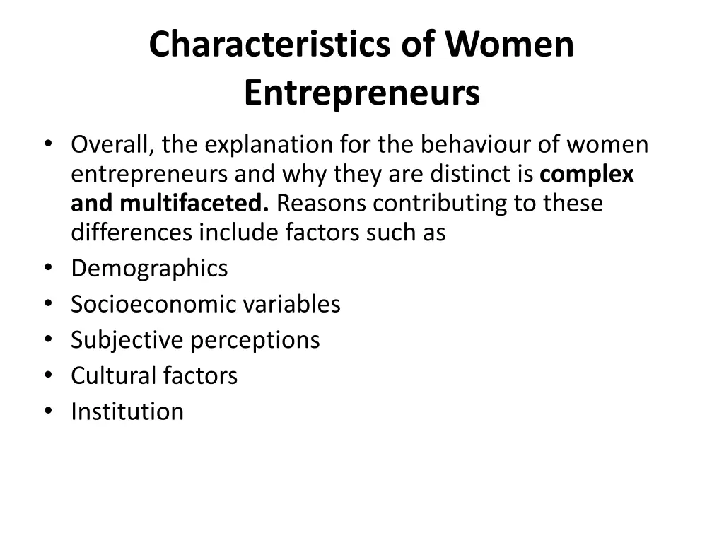 characteristics of women entrepreneurs overall