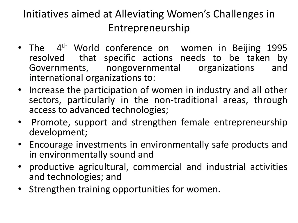 initiatives aimed at alleviating women