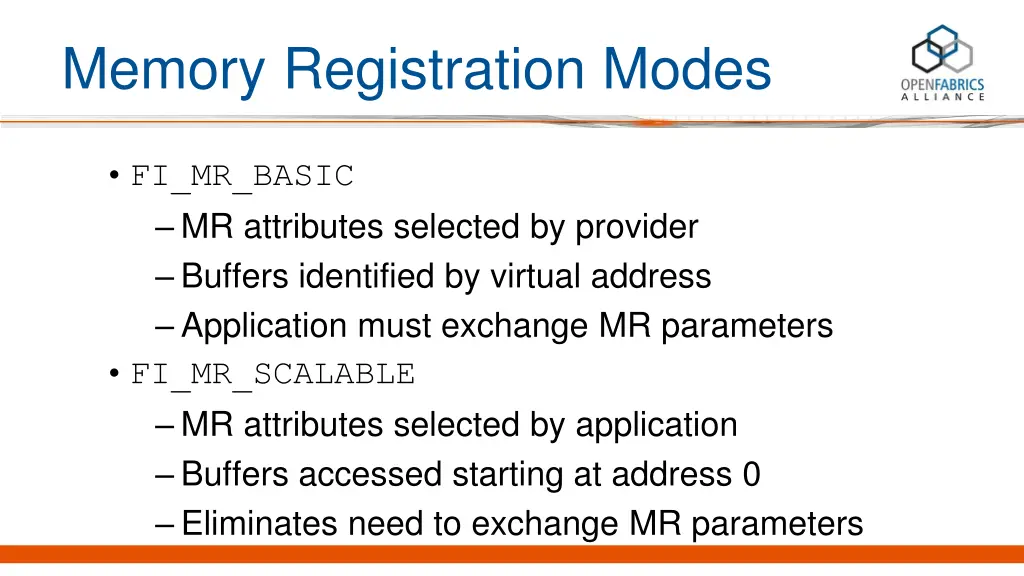 memory registration modes