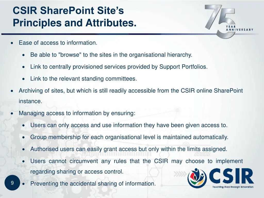 csir sharepoint site s principles and attributes 1