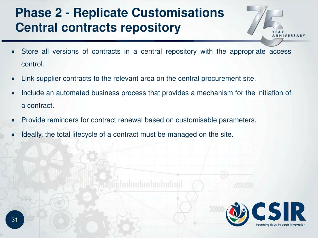 phase 2 replicate customisations central