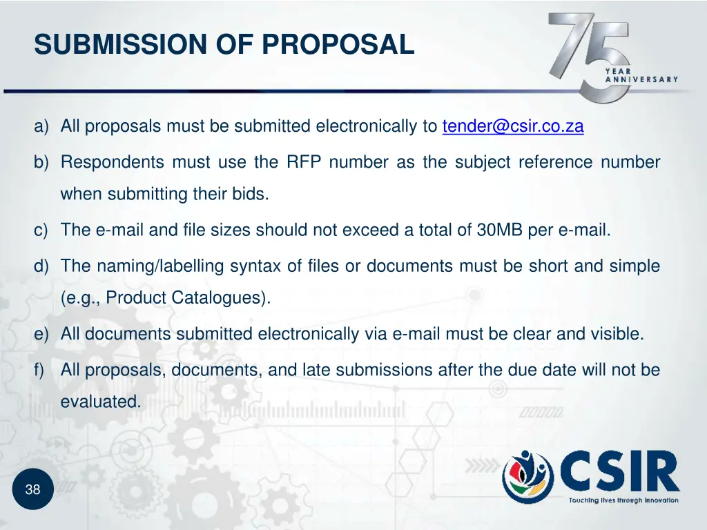 submission of proposal