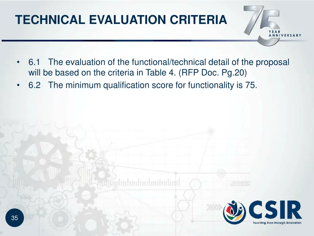 technical evaluation criteria