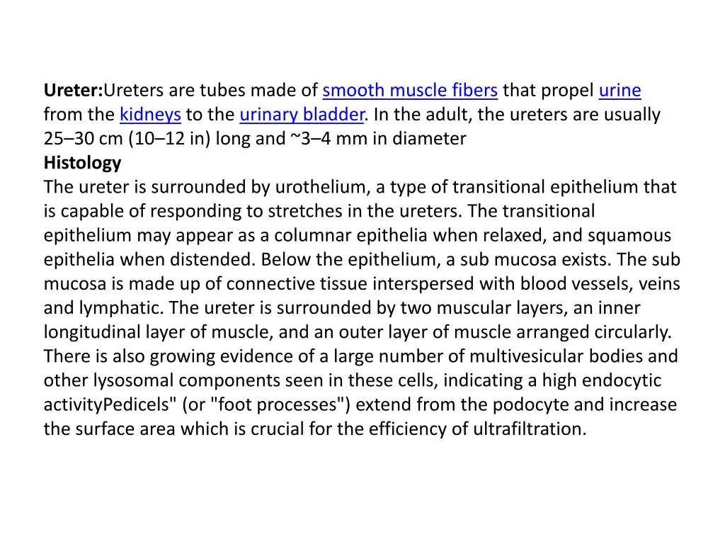 ureter ureters are tubes made of smooth muscle