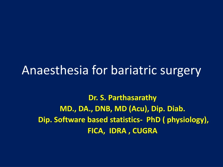 anaesthesia for bariatric surgery