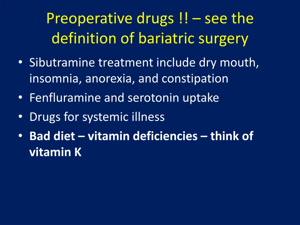 preoperative drugs see the definition