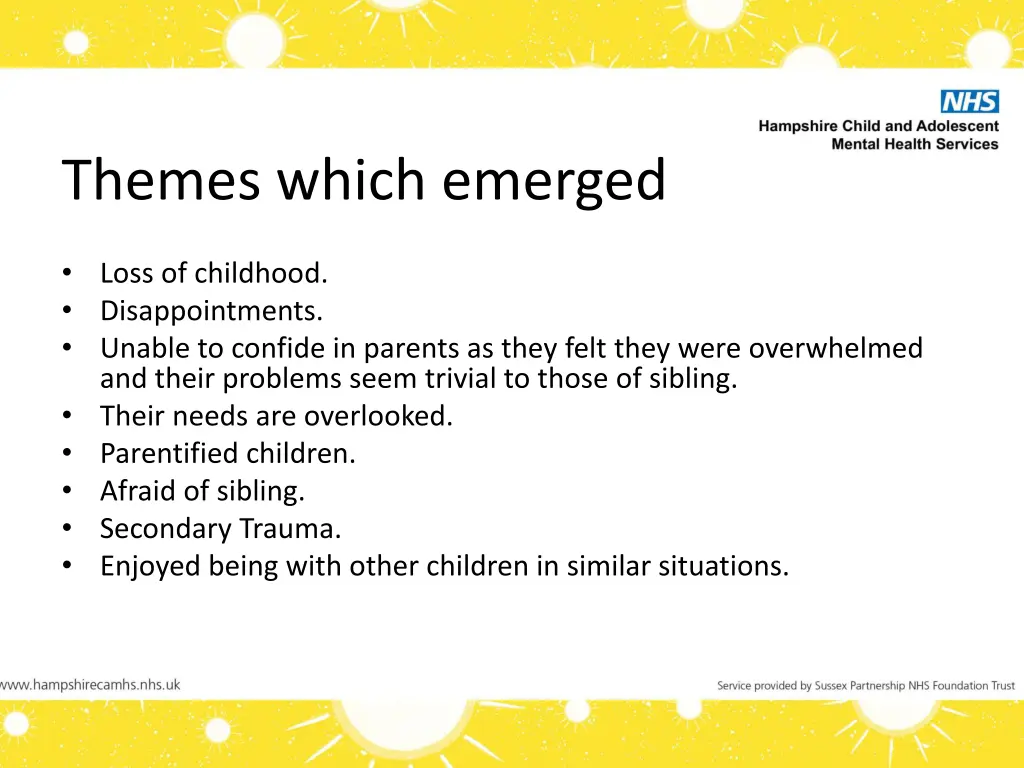 themes which emerged