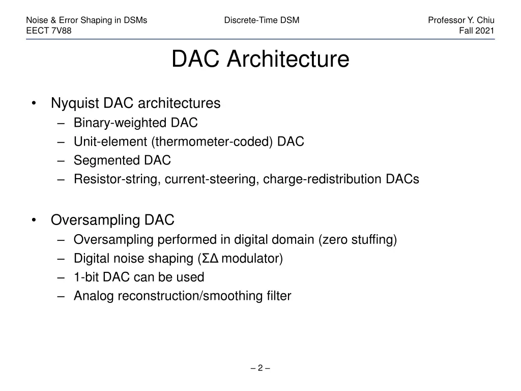 noise error shaping in dsms eect 7v88 1