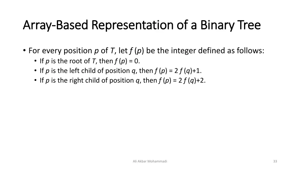 array array based representation of a binary tree