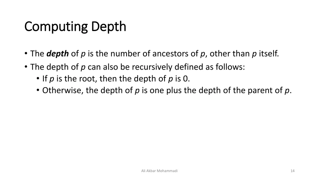 computing depth computing depth