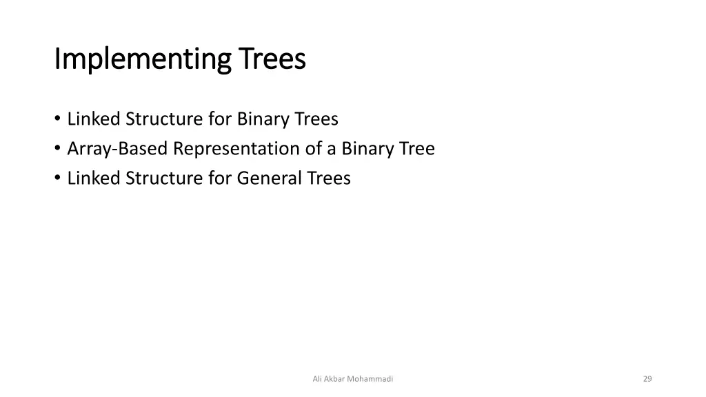 implementing trees implementing trees